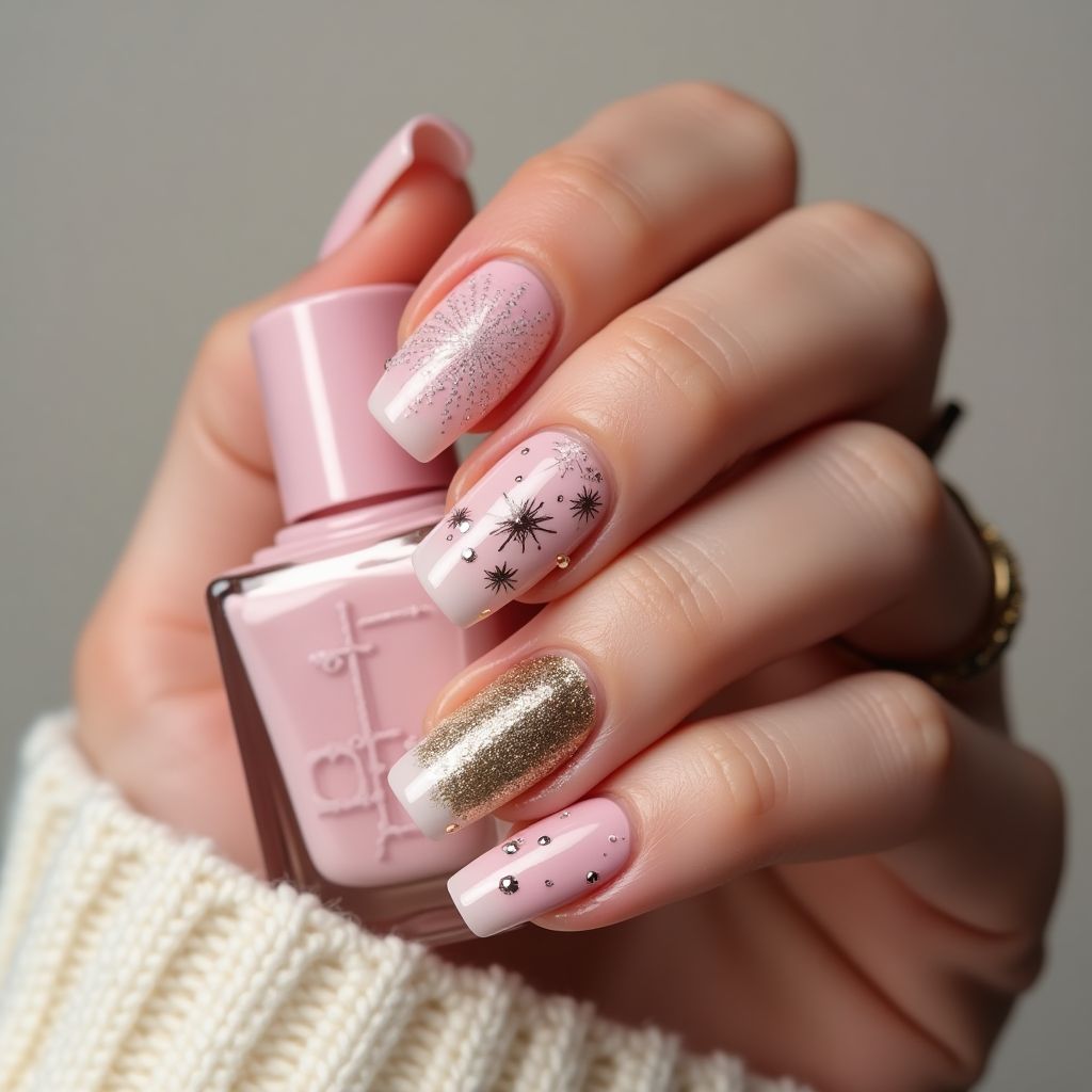 Baby Pink New Year Nail Design
