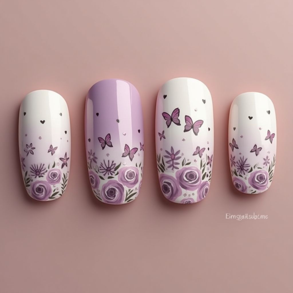 Lilac Mother's Day Nail Design