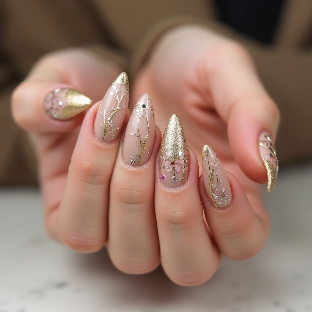 Nude New Year Nail Design