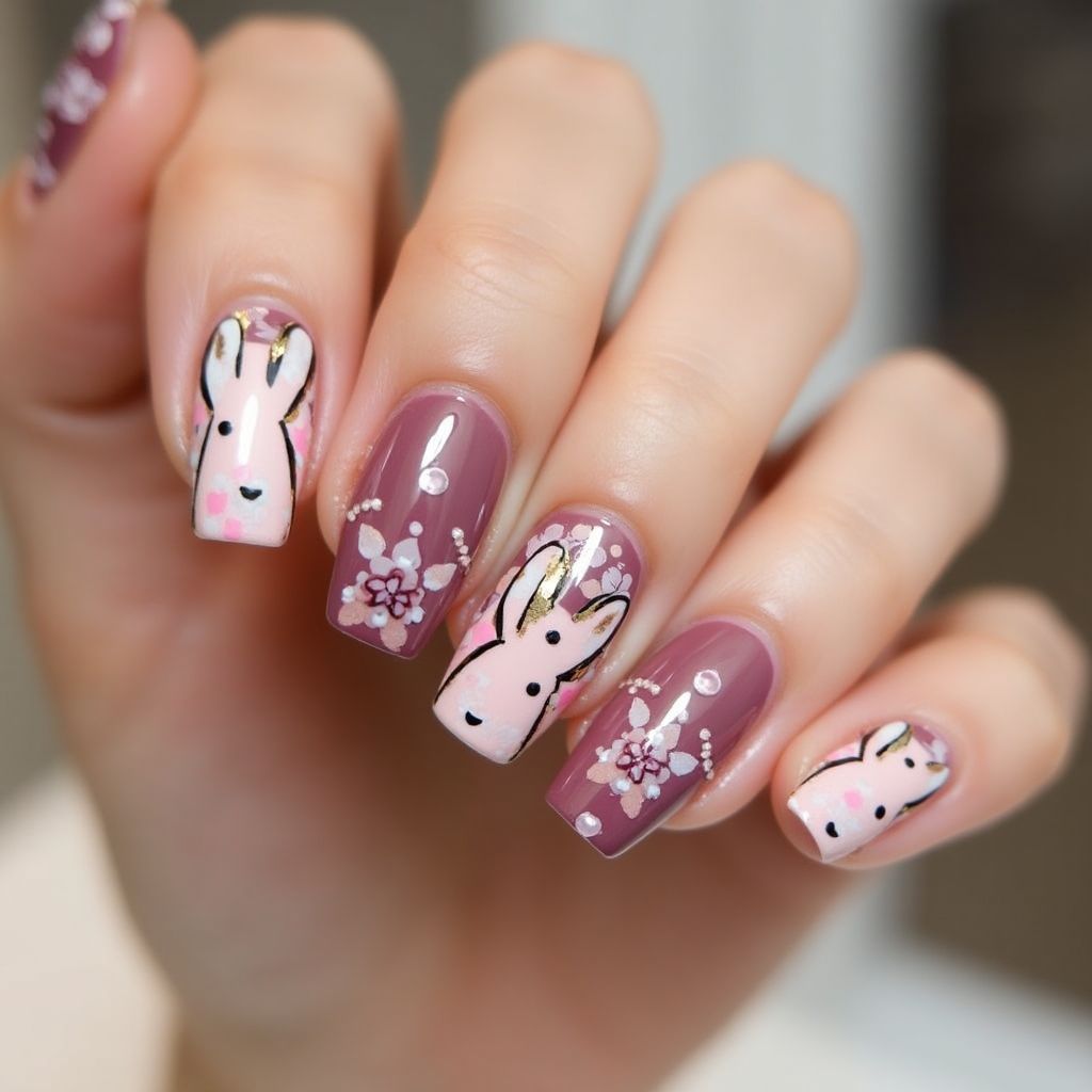 Wine Easter Nail Design