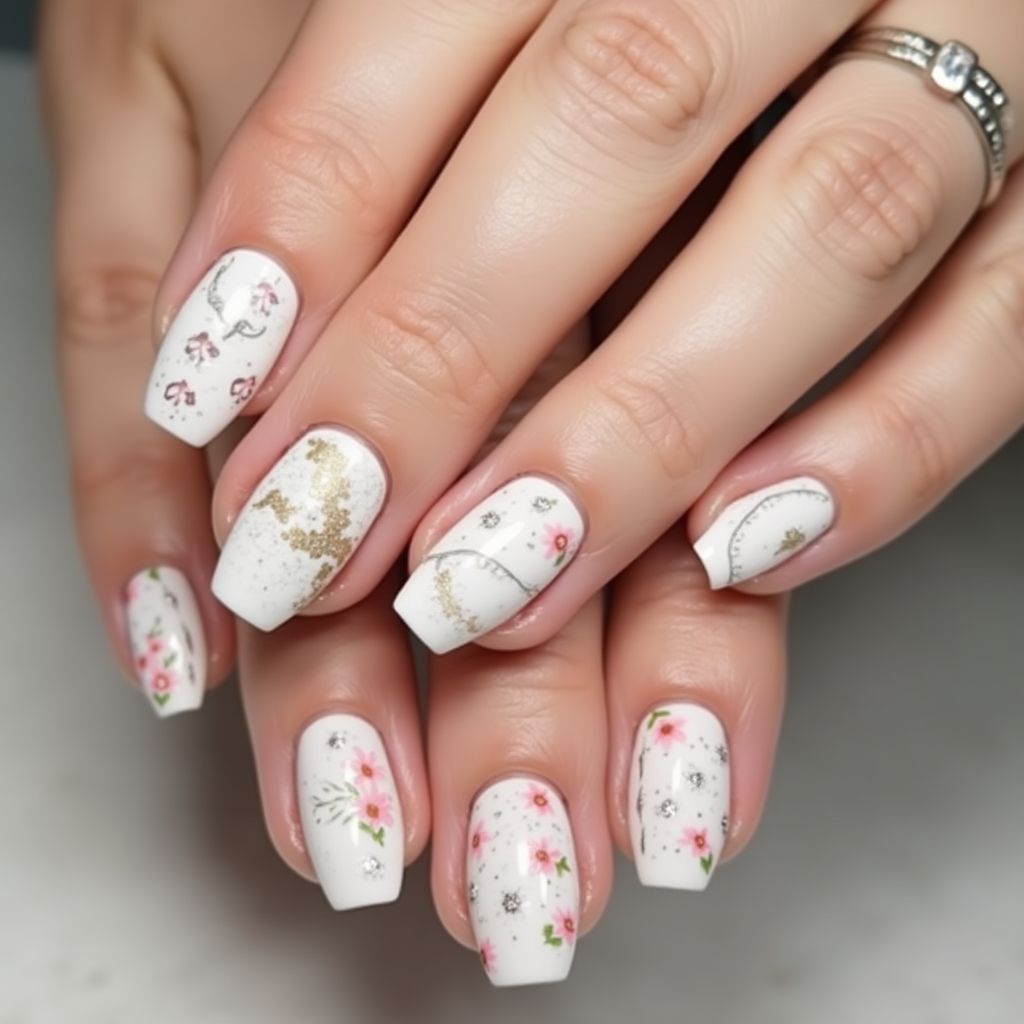 White Easter Nail Design