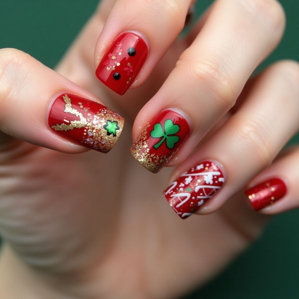 Red St Patrick's Day Nail Design