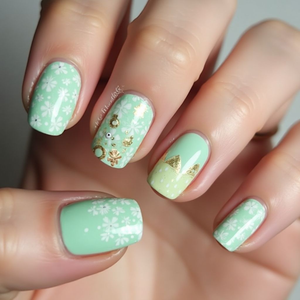 Mint Green Easter Nail Design