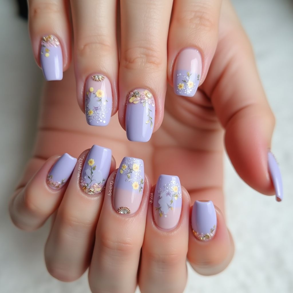 Lilac Easter Nail Design
