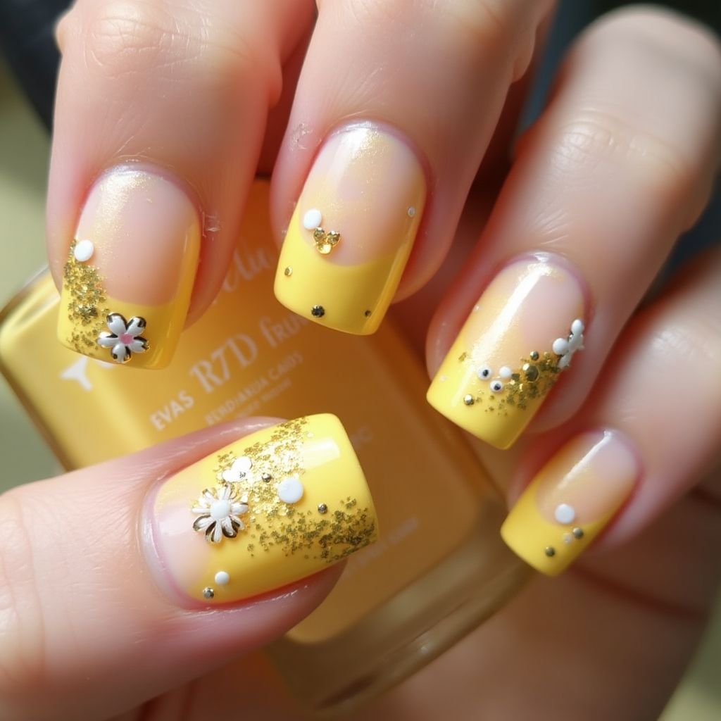 Yellow Valentine's Day Nail Design