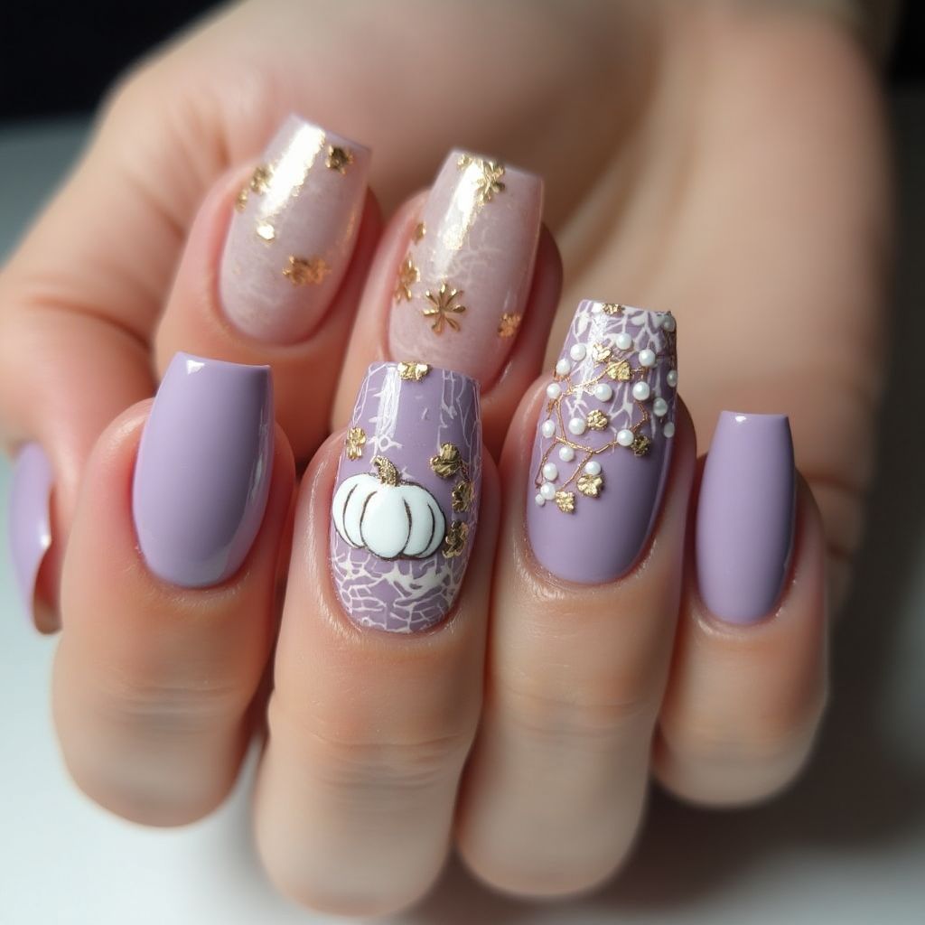 Lilac Thanksgiving Nail Design