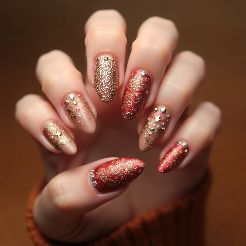 Bronze Diwali Nail Design