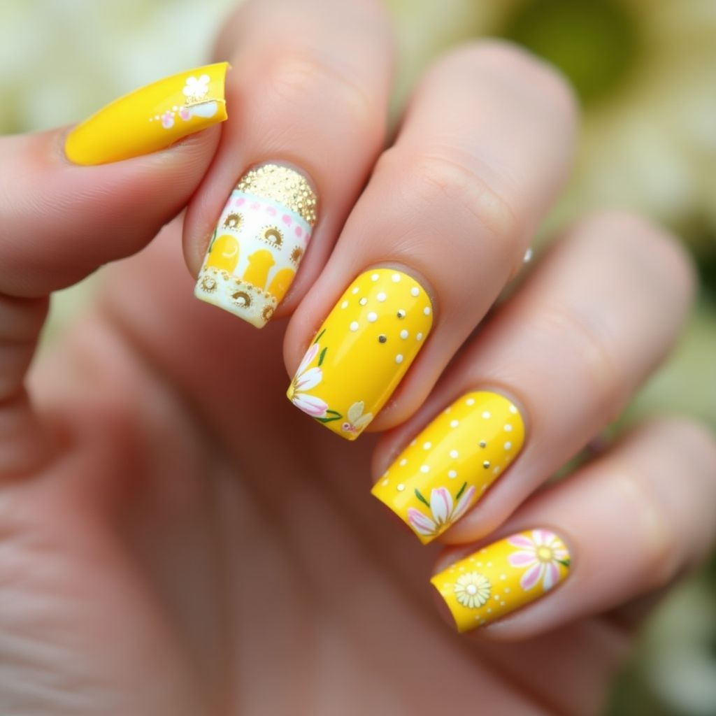 Yellow Easter Nail Design