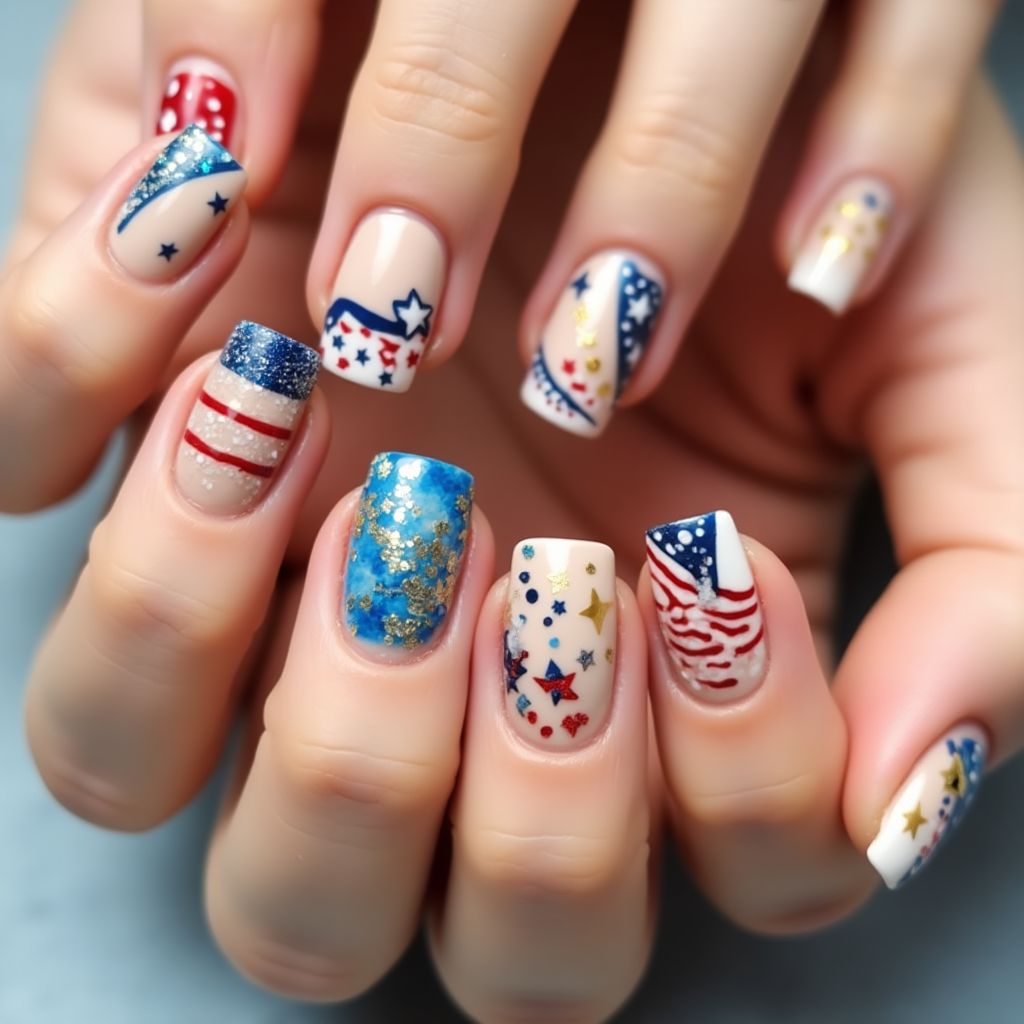 Tan 4th Of July Nail Design