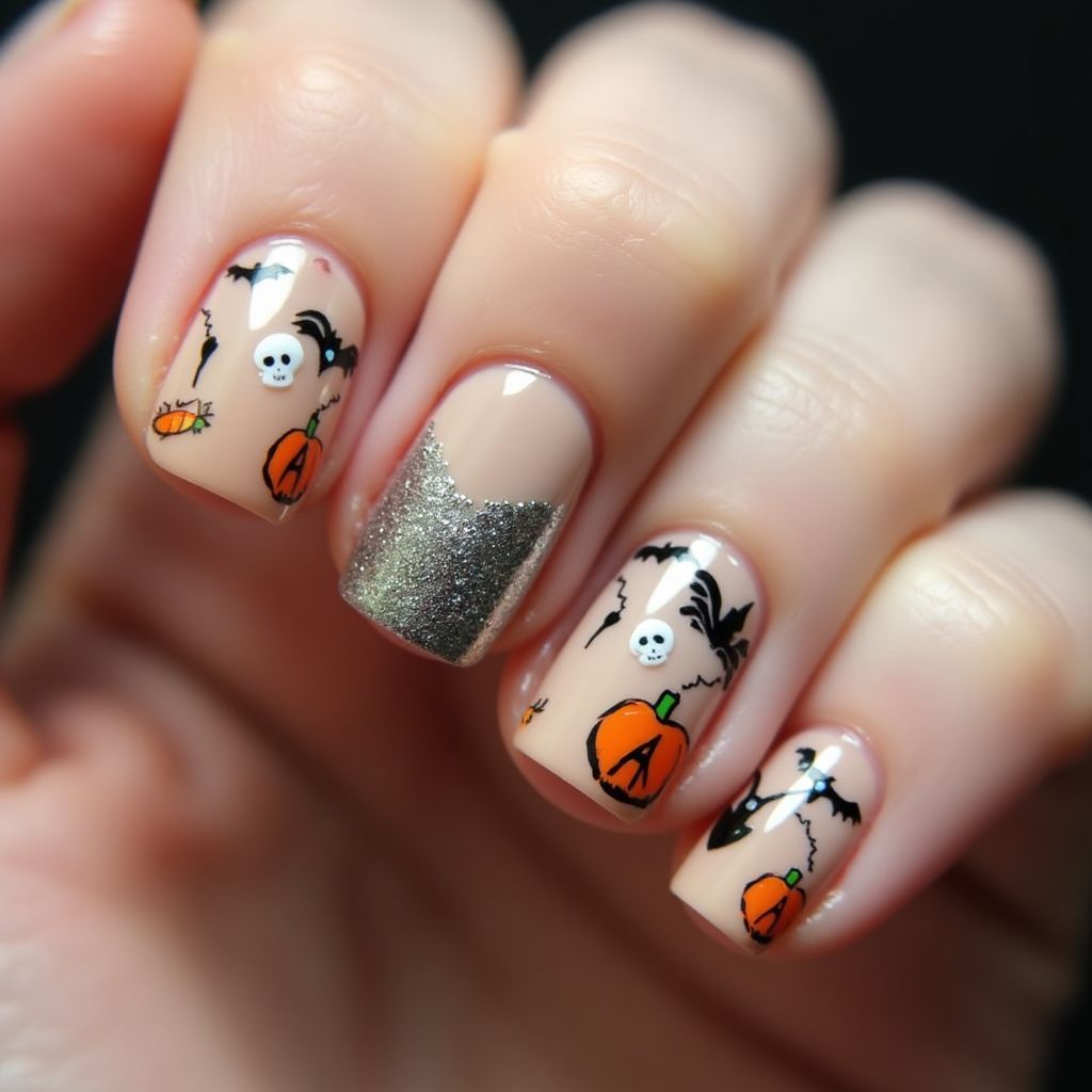 Nude Halloween Nail Design