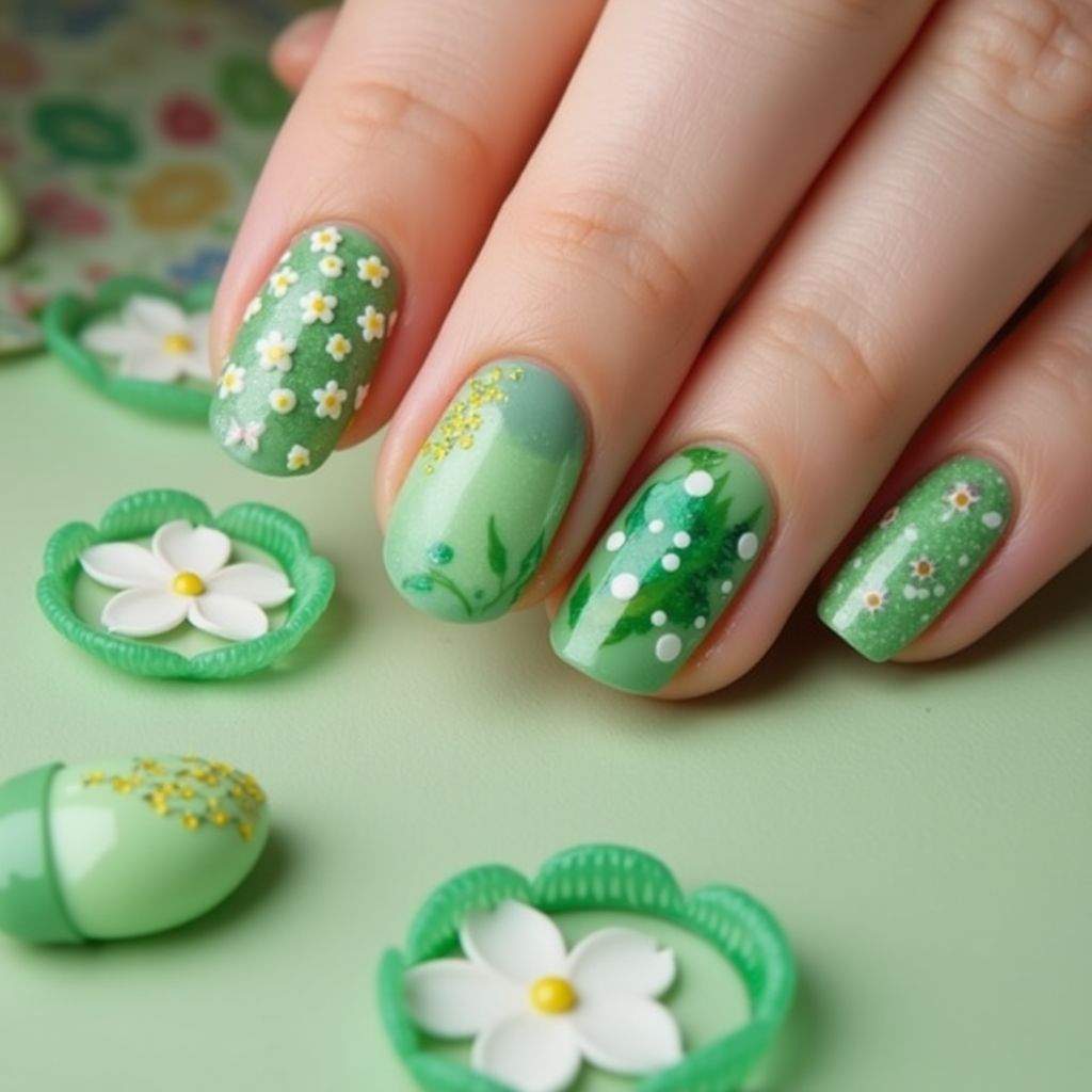 Green Easter Nail Design