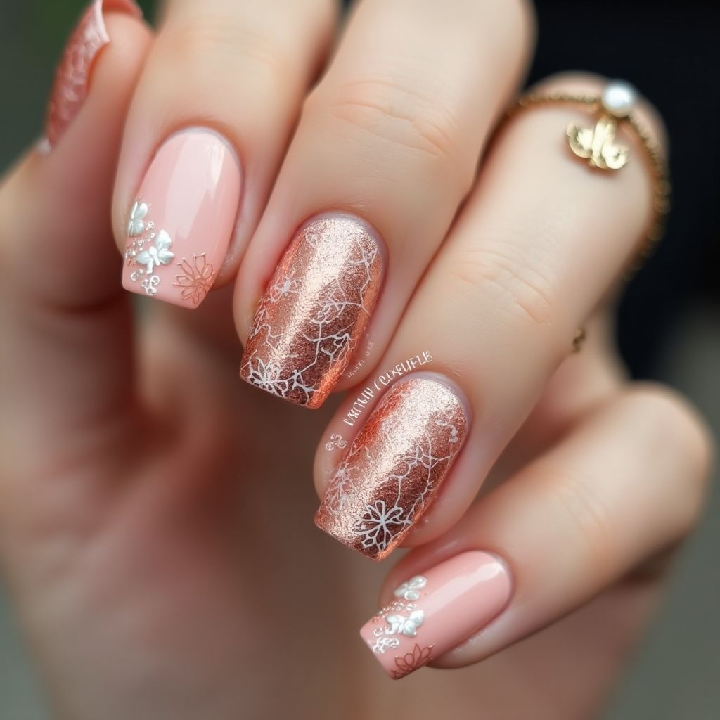 Copper Mother's Day Nail Design