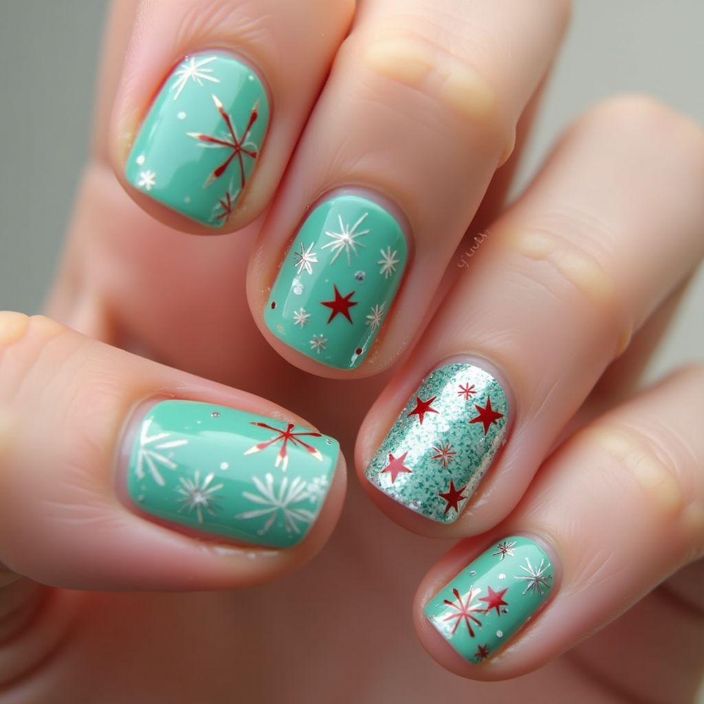 Mint Green 4th Of July Nail Design