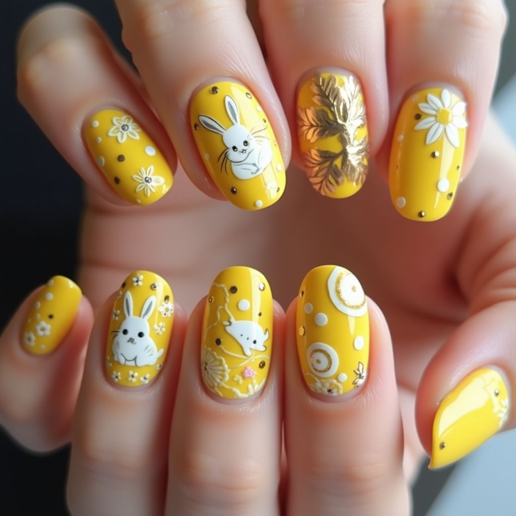 Yellow Easter Nail Design