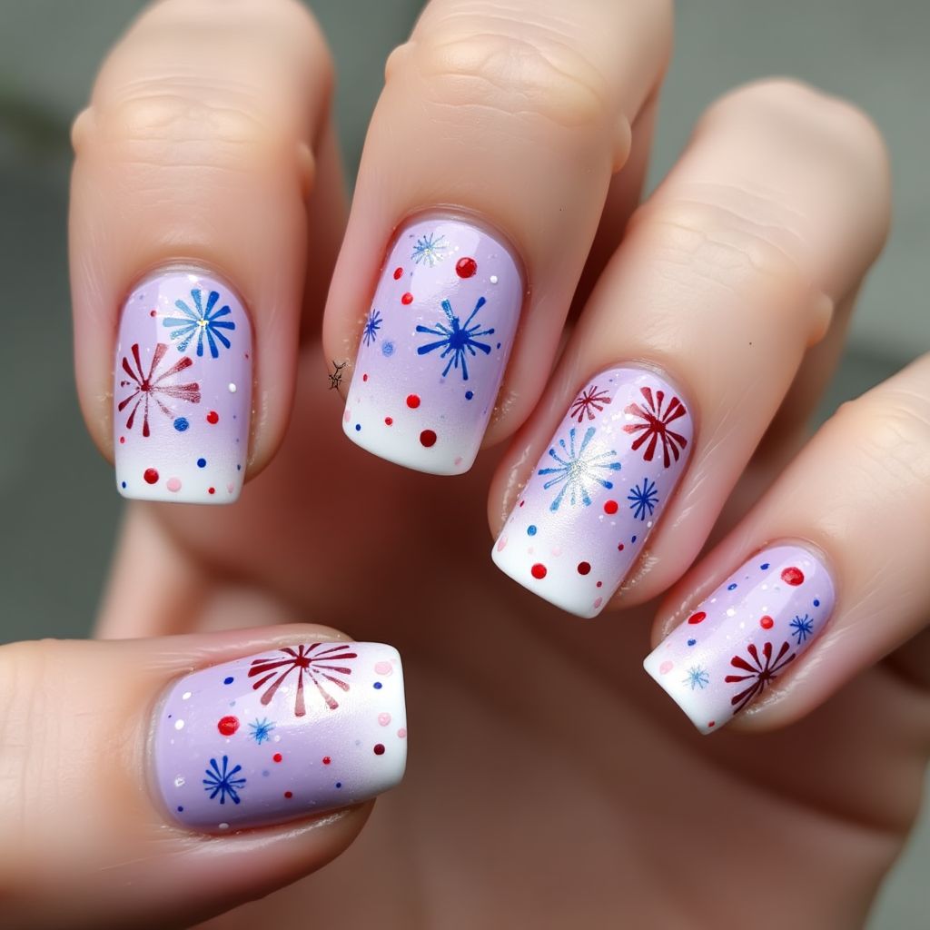 Lilac 4th Of July Nail Design