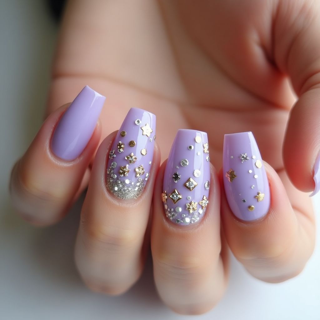 Lavender New Year Nail Design