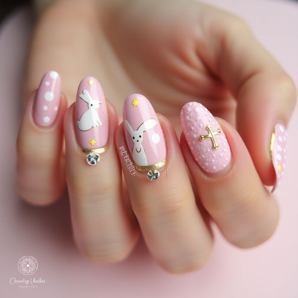 Pink Easter Nail Design