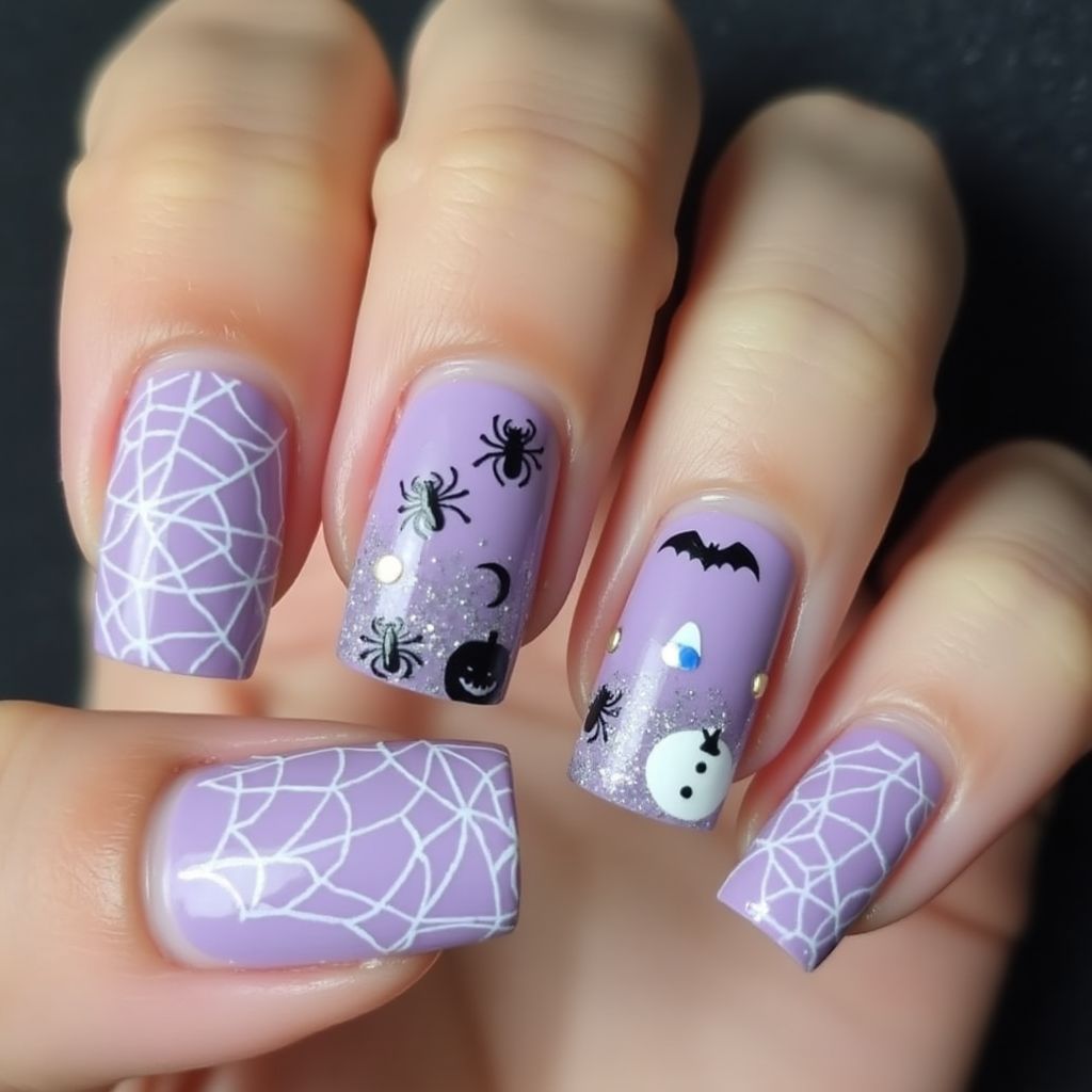 Lavender Halloween Nail Design
