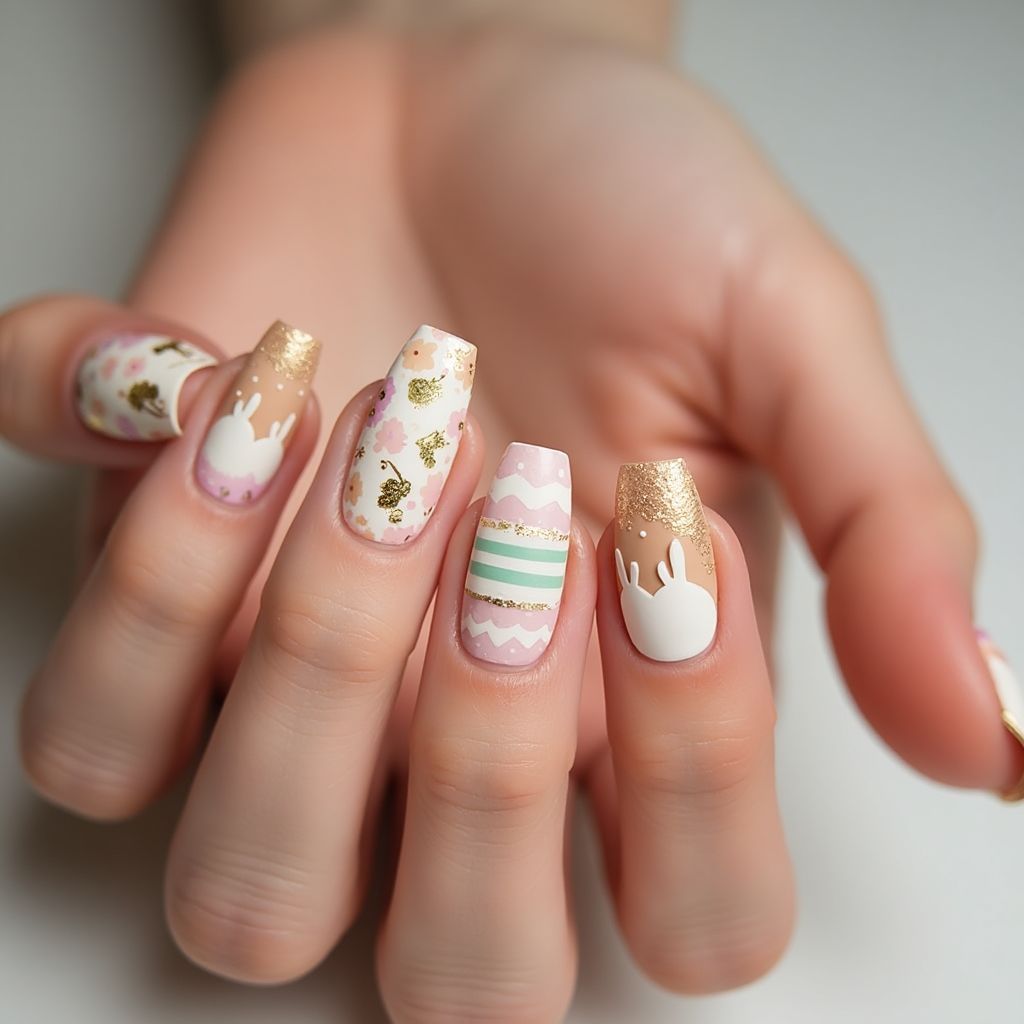 Tan Easter Nail Design