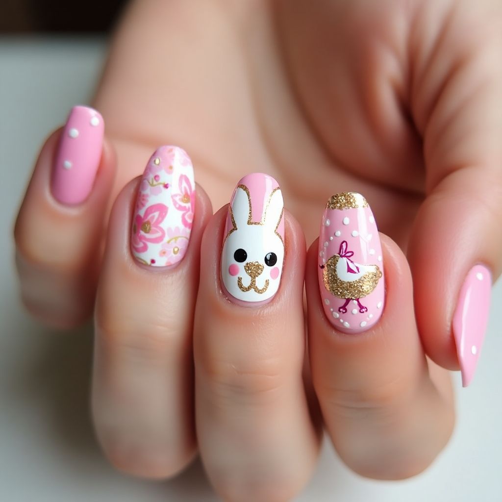 Hot Pink Easter Nail Design