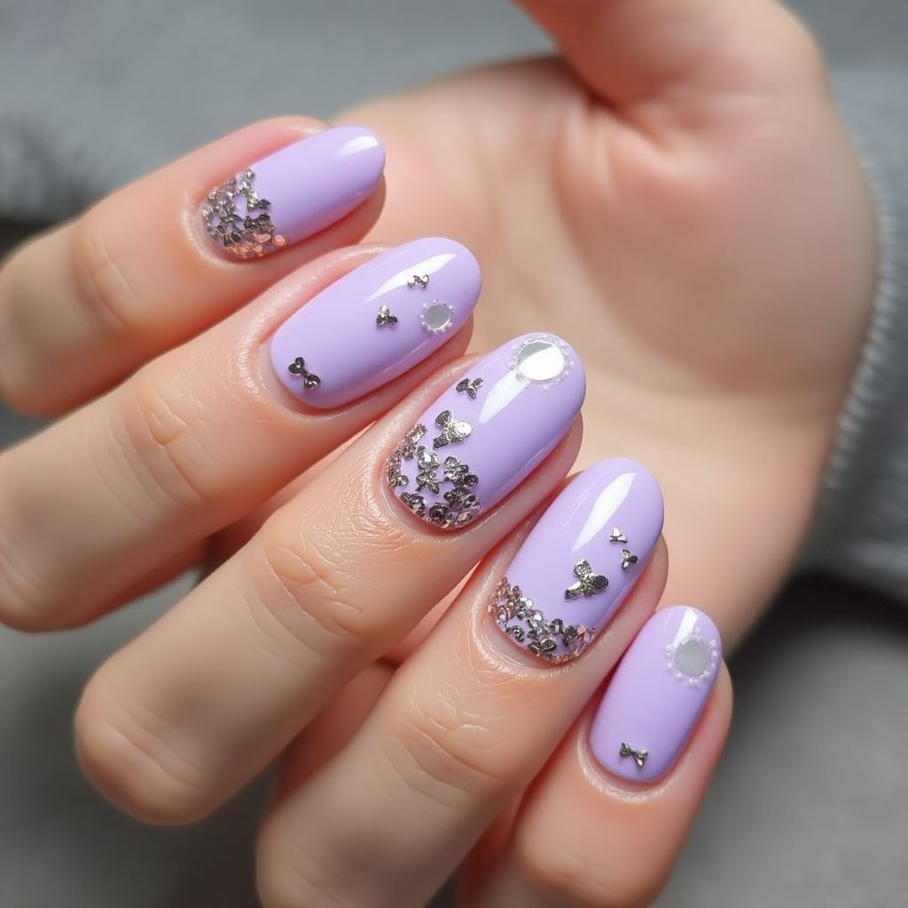 Lavender Valentine's Day Nail Design