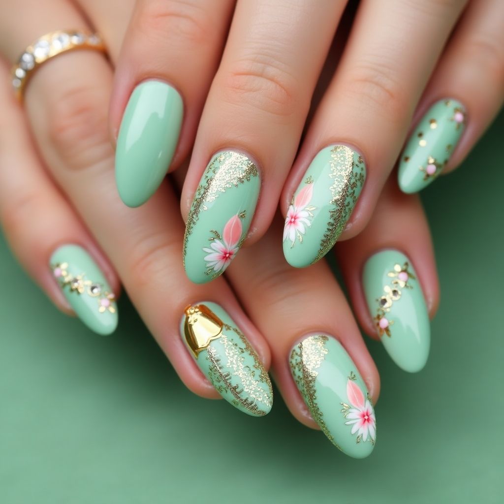 Emerald Green Easter Nail Design