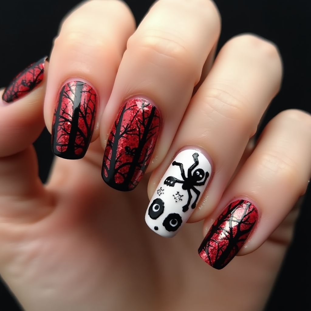 Red Halloween Nail Design