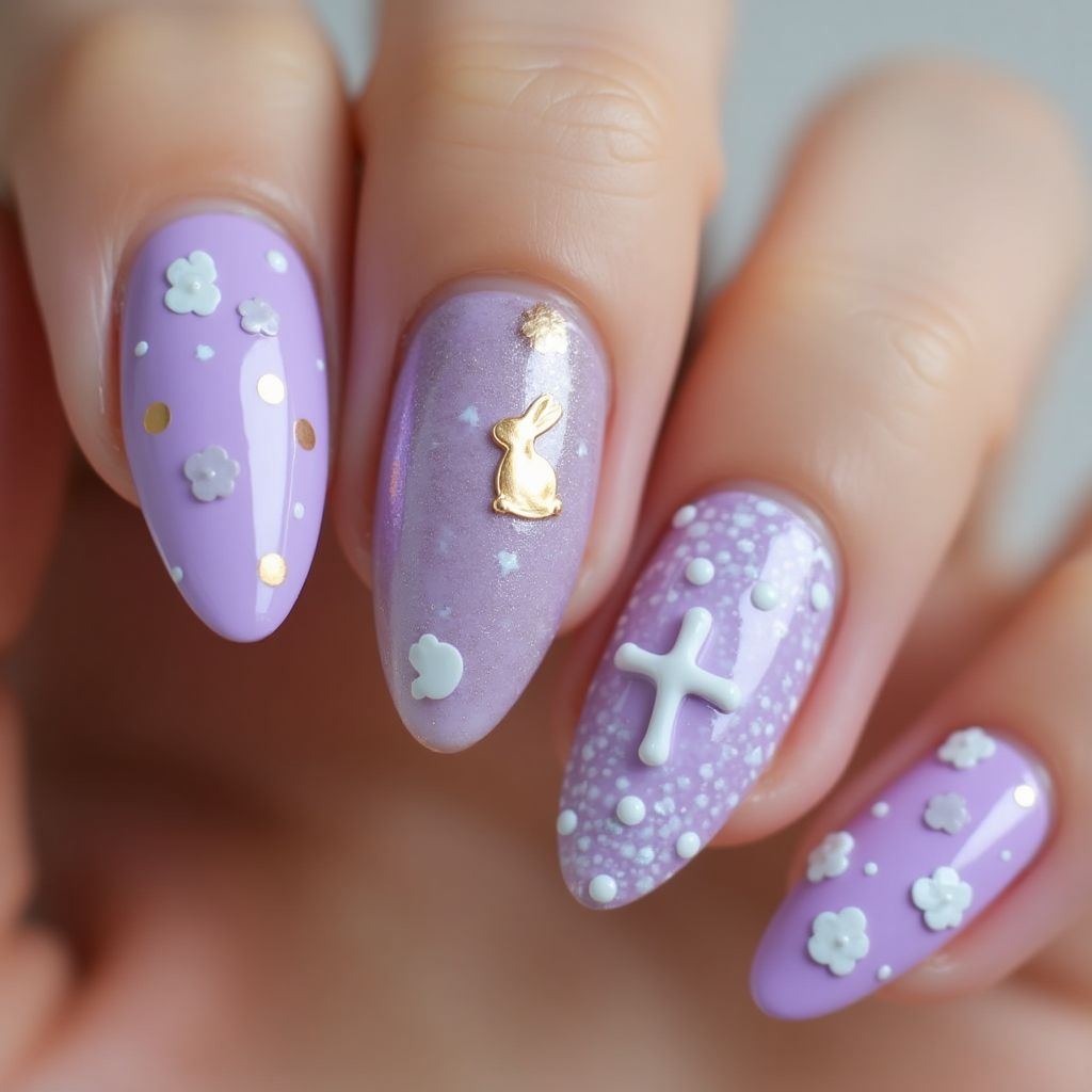 Purple Easter Nail Design