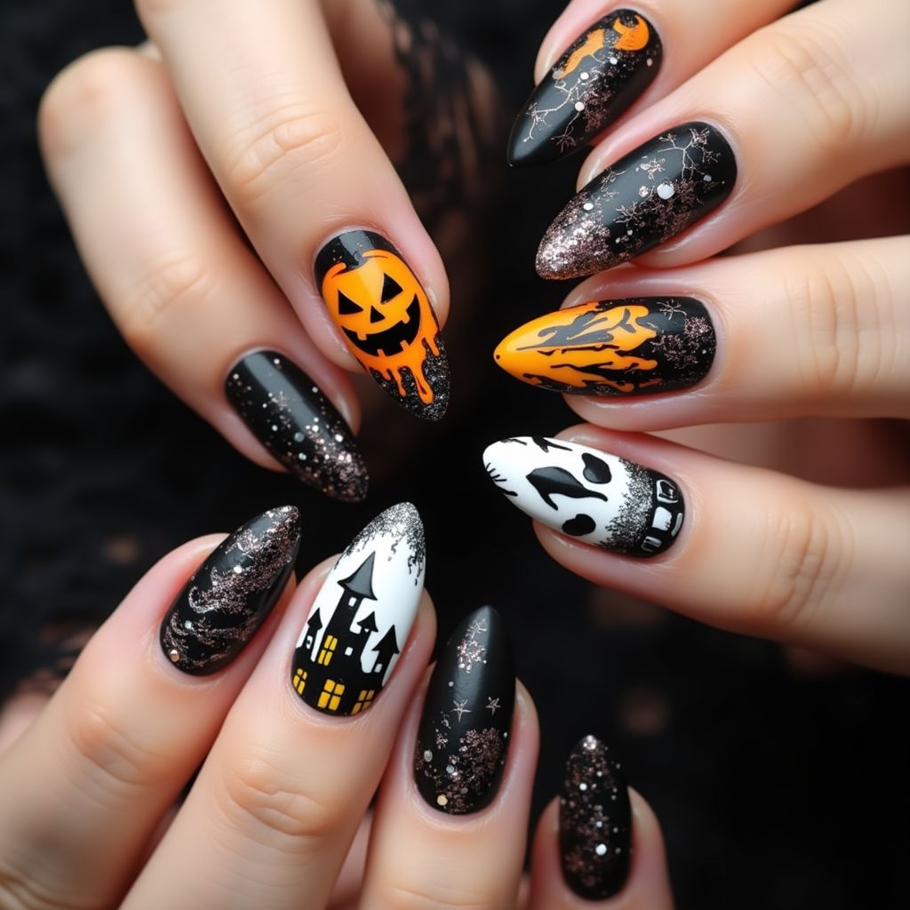 Black Halloween Nail Design