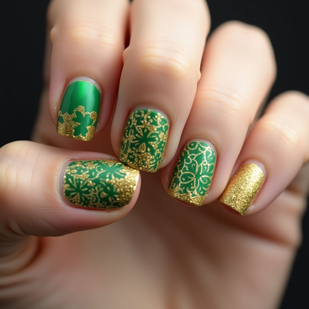 Gold St Patrick's Day Nail Design