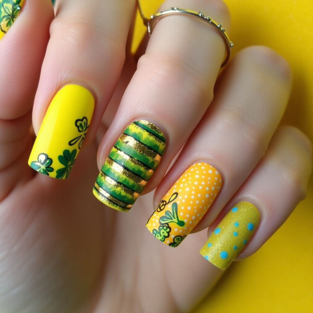 Yellow St Patrick's Day Nail Design