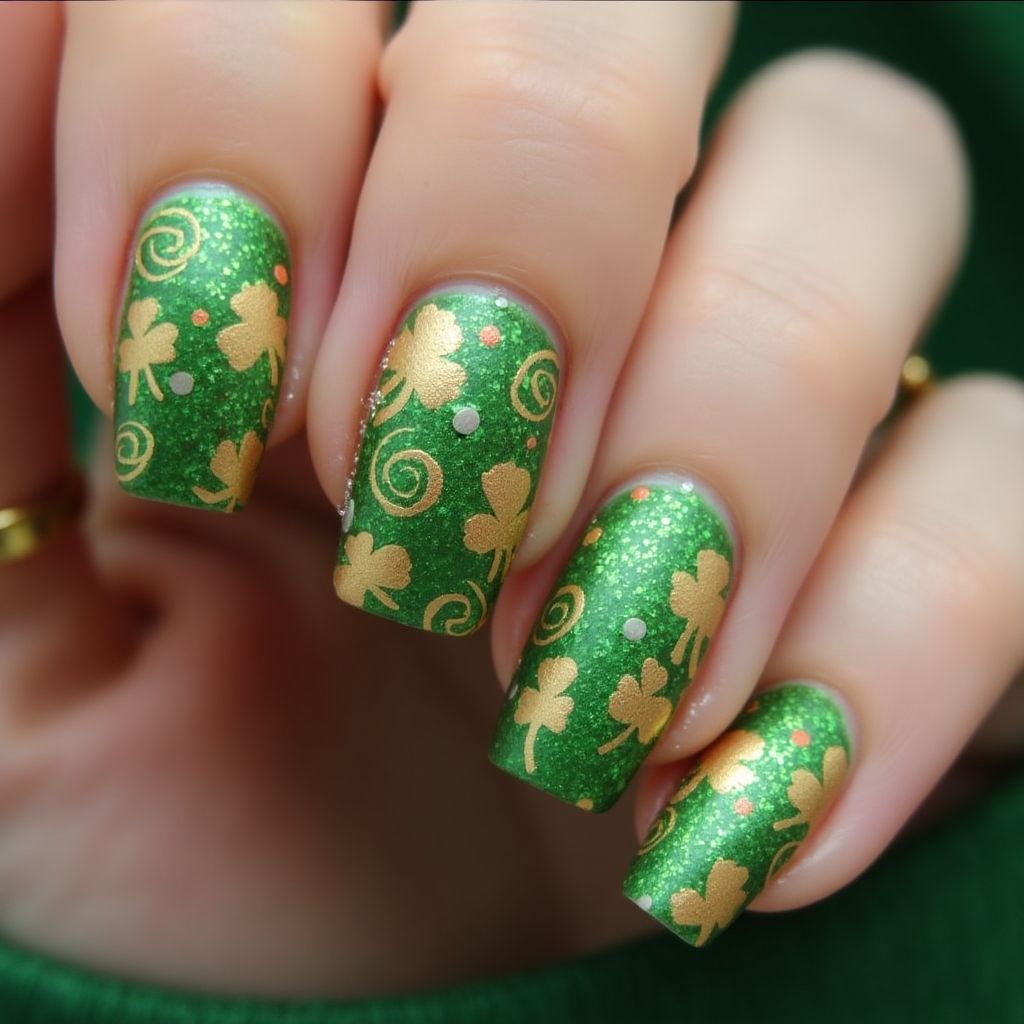 Gold St Patrick's Day Nail Design