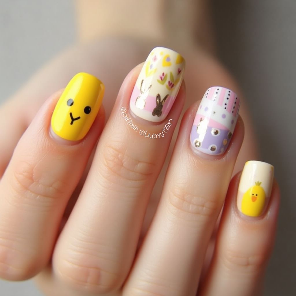 Pastel Yellow Easter Nail Design