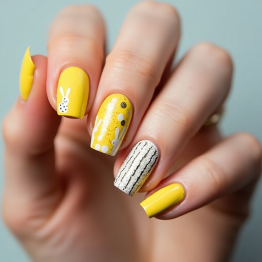 Yellow Easter Nail Design