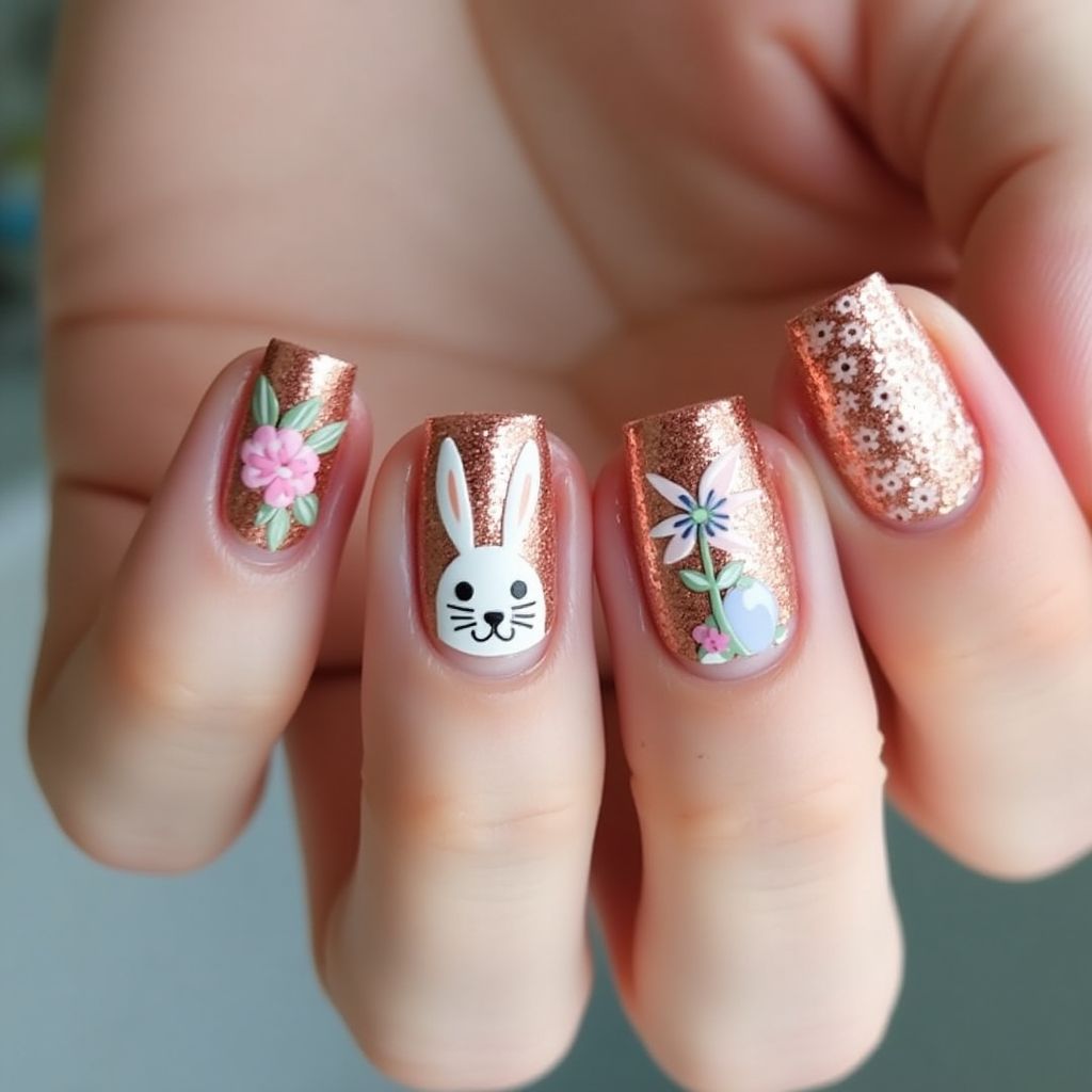 Copper Easter Nail Design