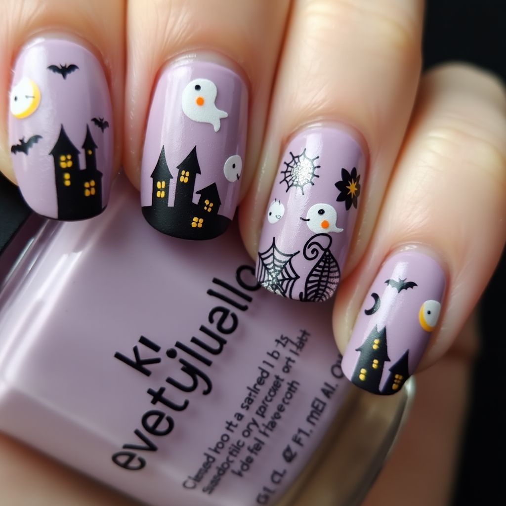 Lilac Halloween Nail Design