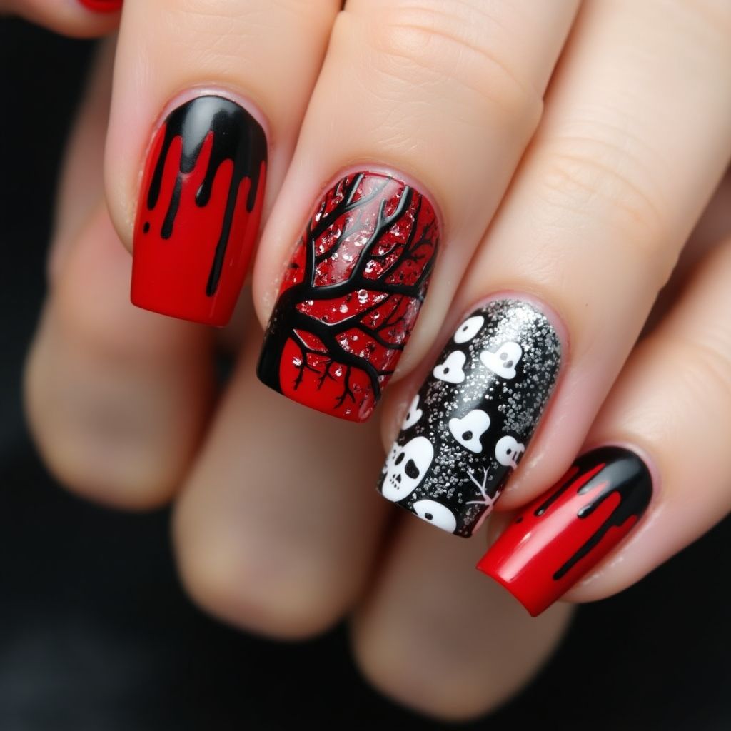 Red Halloween Nail Design