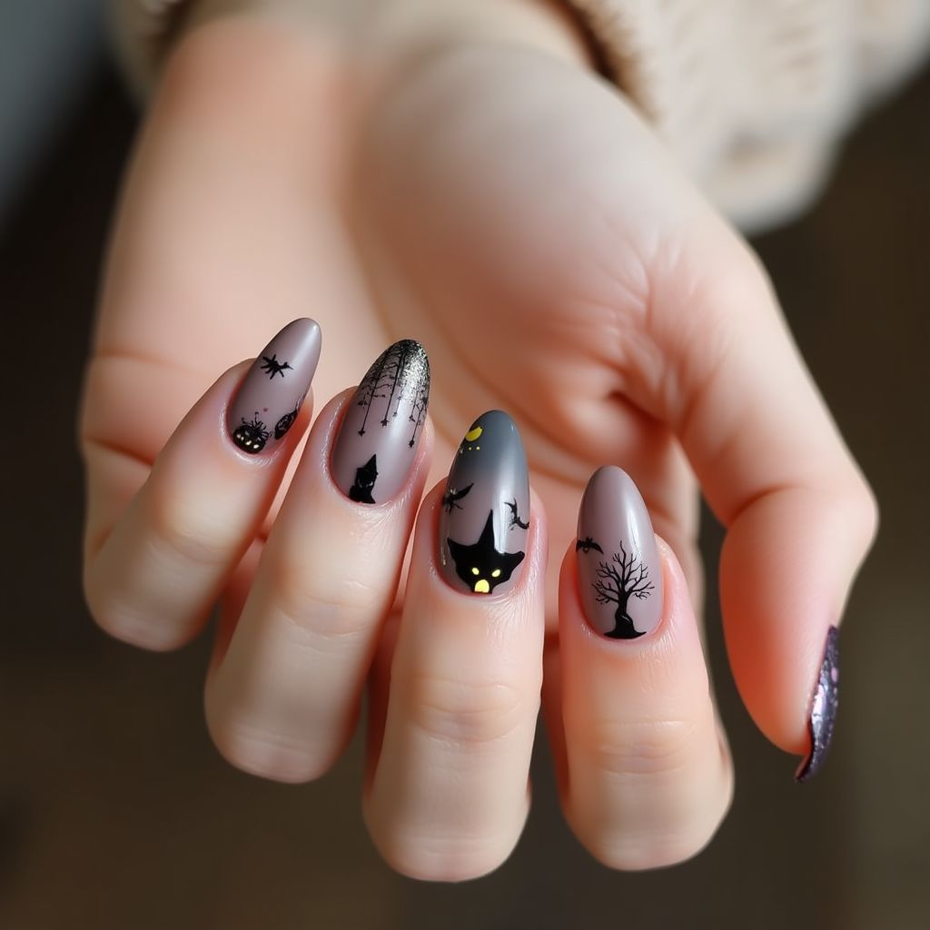 Nude Halloween Nail Design