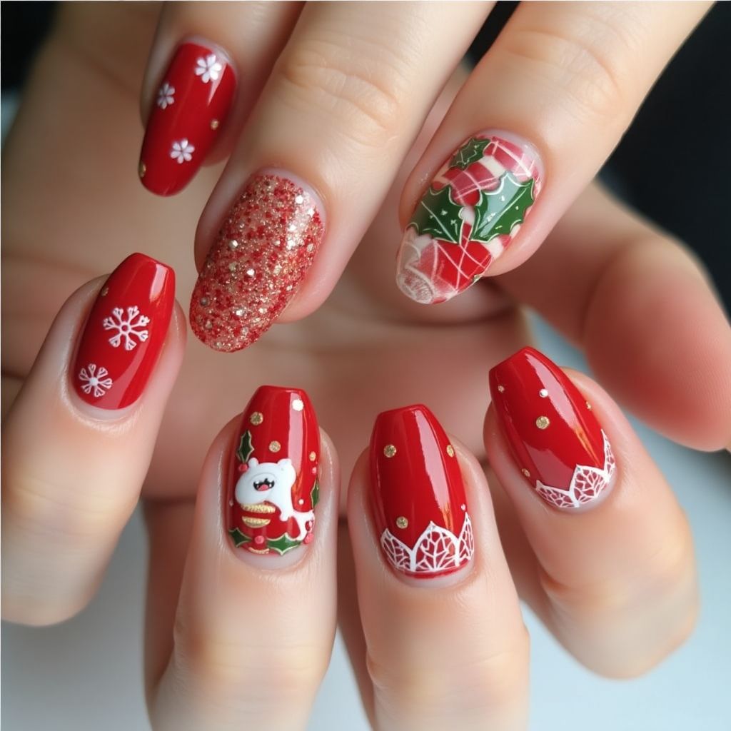 Red Christmas Nail Design