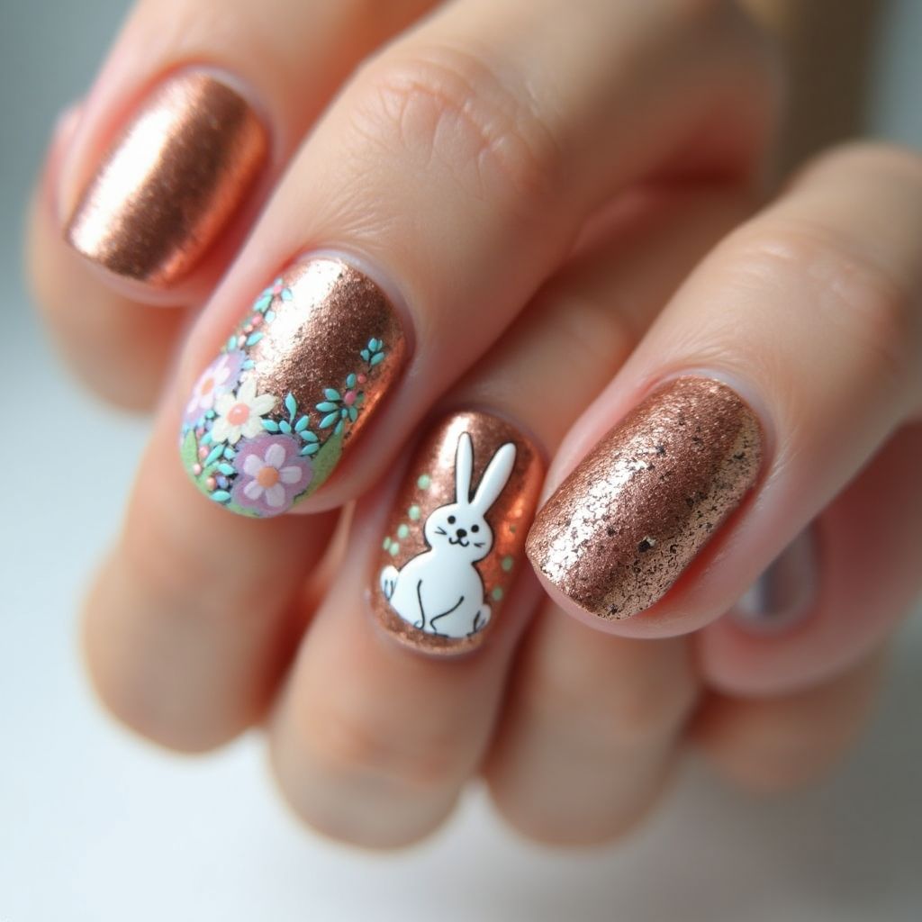 Copper Easter Nail Design