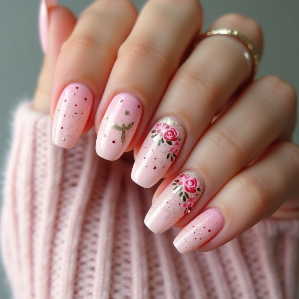 Baby Pink Valentine's Day Nail Design