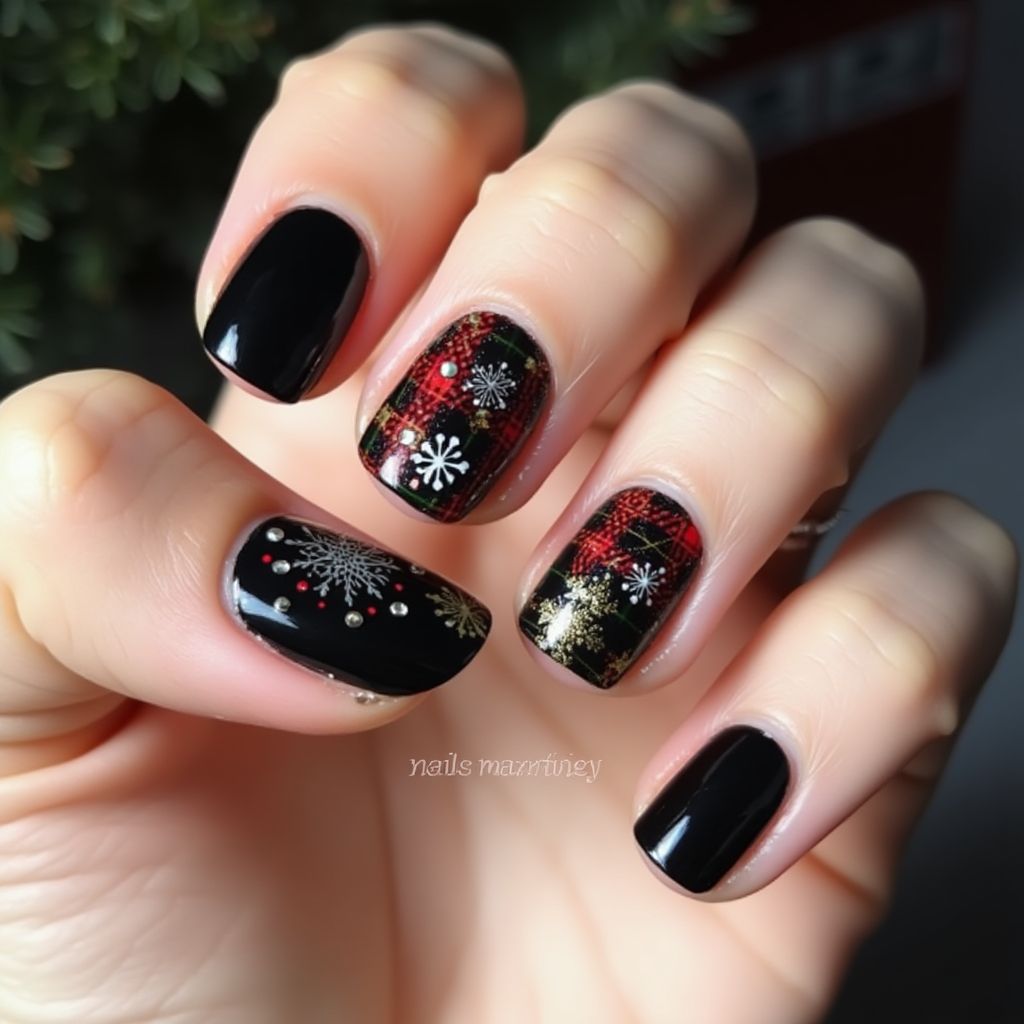 Black Christmas Nail Design