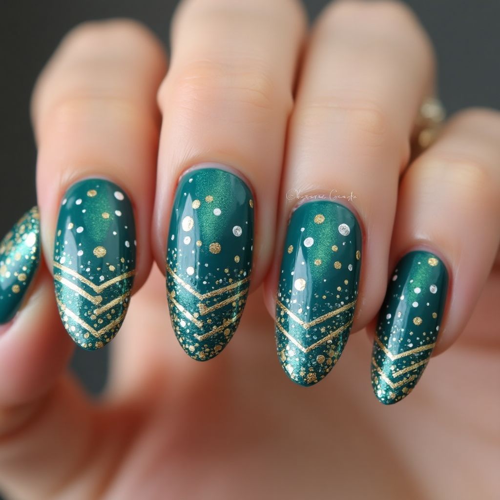 Teal New Year Nail Design