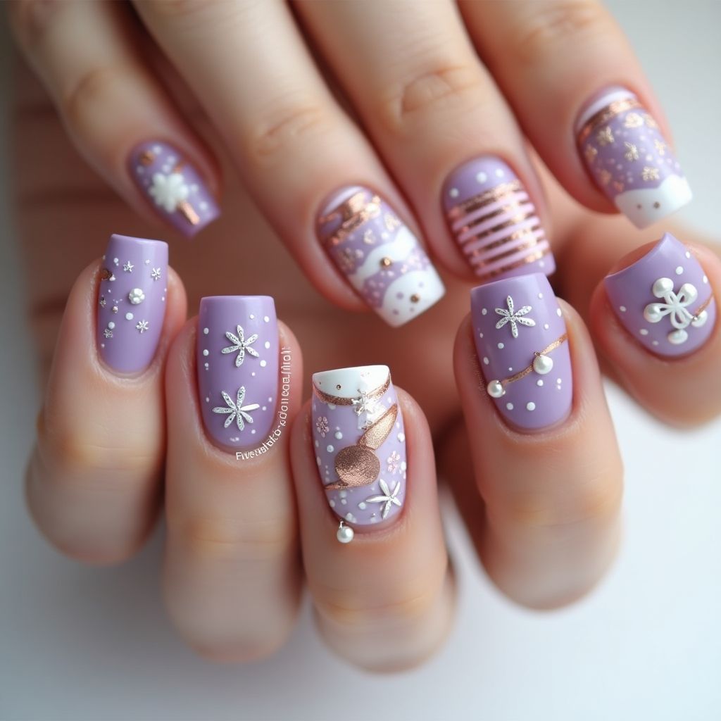 Pastel Purple Christmas Nail Design