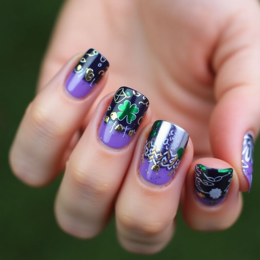 Purple St Patrick's Day Nail Design