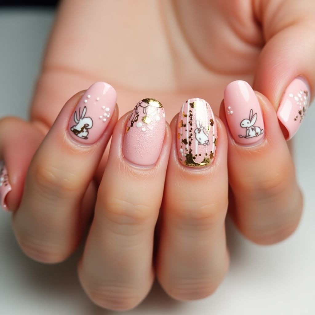 Coral Easter Nail Design