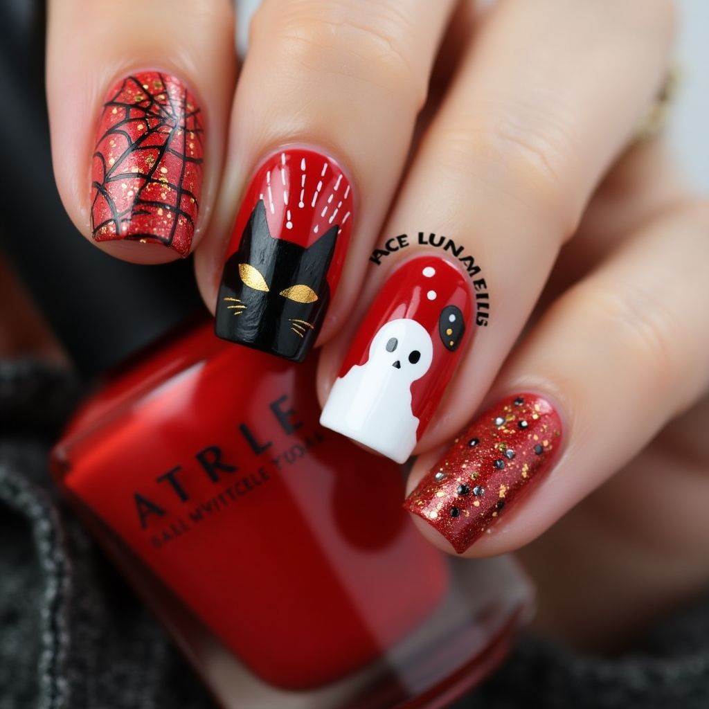 Red Halloween Nail Design