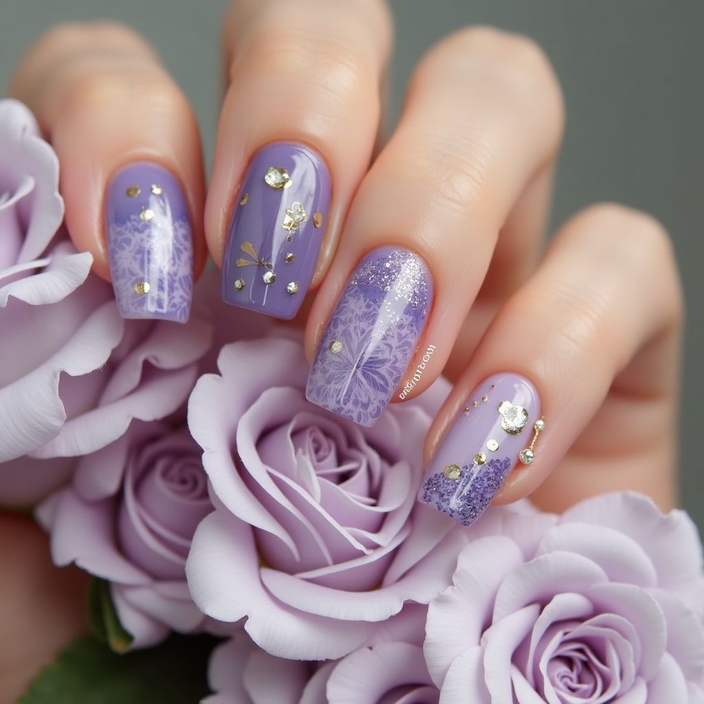 Purple Mother's Day Nail Design