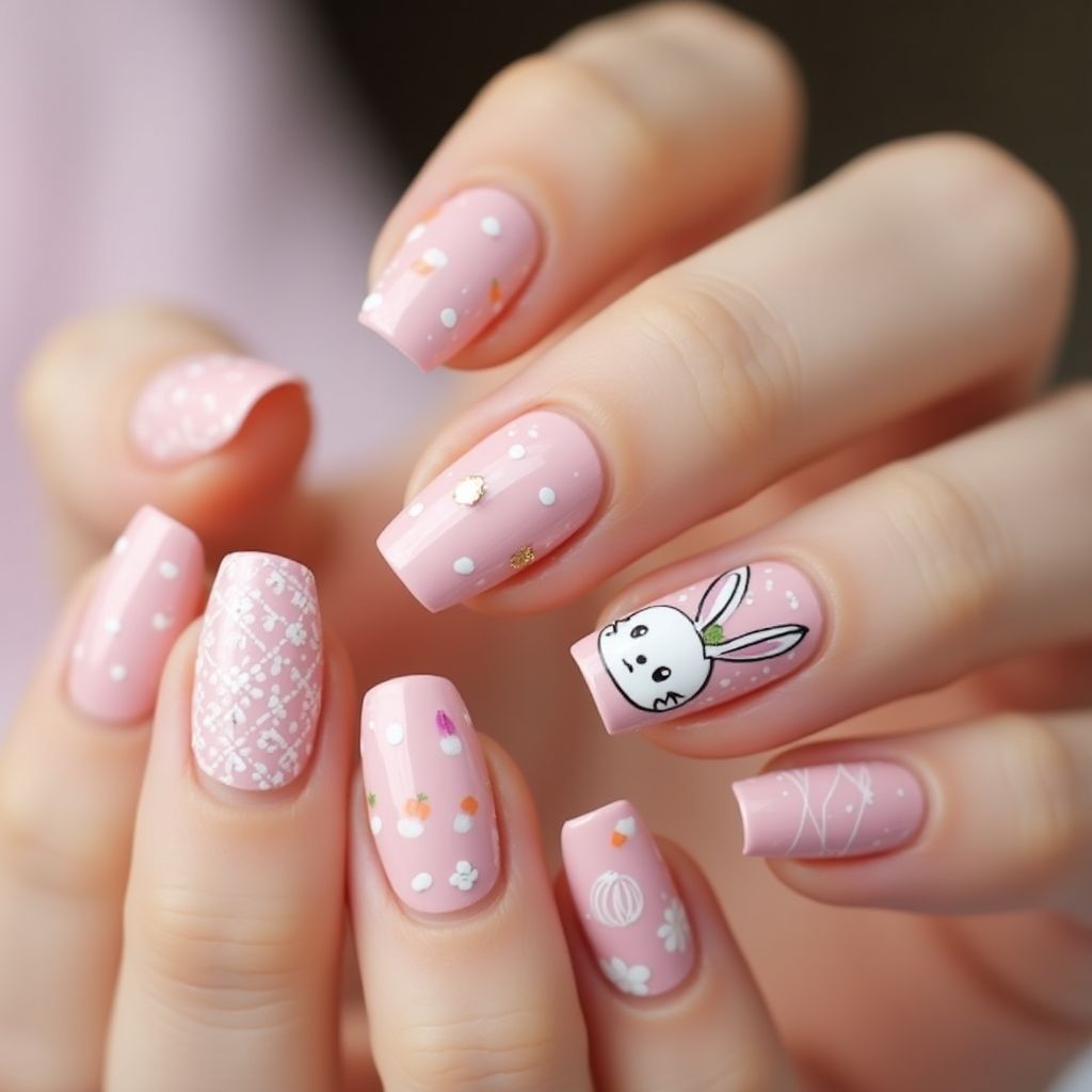 Baby Pink Easter Nail Design