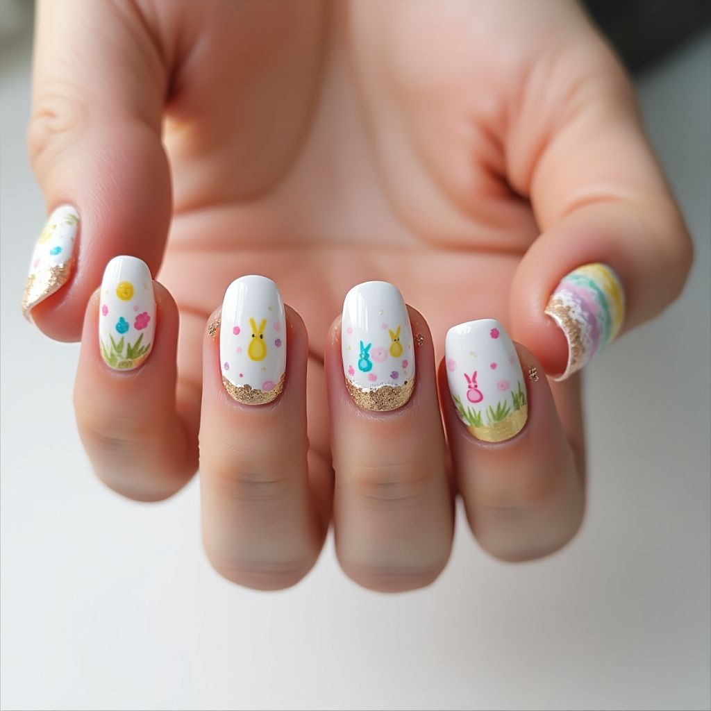 White Easter Nail Design